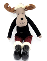 Stuffed Plush Moose Fur Trim Boots Ear Flap Hat Buffalo Plaid 21&quot; Winter Cabin - £8.13 GBP