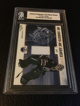 An item in the Sports Mem, Cards & Fan Shop category: 2002-03 ITG BETWEEN THE PIPES HE SHOOTS-HE SAVES TOMMY SALO OILERS JERSEY 11/20
