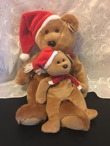 Ty B EAN Ie Babies 1997 Christmas Teddy Bear Lot Of 2 (14") & ( 8") Holiday Nwt - £12.13 GBP