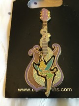 DISNEY PIN TINKER BELL PURPLE ROCK & ROLL ELECTRIC GUITAR DANGLE CUT OUT RETIRED - £9.81 GBP