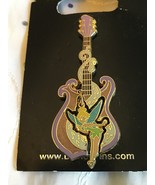 DISNEY PIN TINKER BELL PURPLE ROCK &amp; ROLL ELECTRIC GUITAR DANGLE CUT OUT... - £9.87 GBP