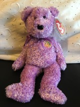 TY BEANIE BABIES DABBLES THE PURPLE BEAR OF THE MONTH  8&quot; NWT MINT RETIR... - $8.75