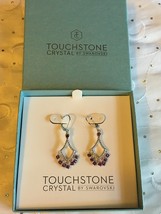 Touchstone Sterling Swarovski Crystal Amethyst Beaded Dangle Earrings  - £41.76 GBP