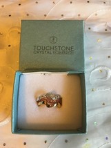 Touchstone Swarovski Crystal Colorwave Ring Gold plated .925 Silver Size 6 - £42.33 GBP