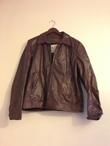 Vintage London Fog Brown Oxblood Leather Motorcycle Bomber Jacket Coat Size 42 R - £99.20 GBP