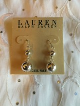Ralph Lauren Silvertone Ball Drop Dangle Fashion Earrings Nwt - £21.38 GBP