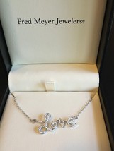 Fred Meyer Jewelers .925 Sterling Silver Crystal LOVE Pendant Necklace *NEW* - £34.68 GBP