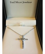 Fred Meyer Jewelers Sterling Silver Diamond Heart Cross Pendant Necklace  - $136.39 CAD