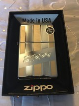 Zippo Logo Lines Polished Chrome Finish Lighter 24701  - £25.46 GBP