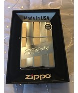 Zippo Logo Lines Polished Chrome Finish Lighter 24701  - £25.94 GBP