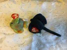 TY TEENY BEANIE BABIES STING THE RAY & CORAL THE FISH LOT OF 2 NWT MINT - £6.21 GBP