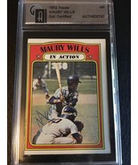 1972 TOPPS #438 MAURY WILLS IN ACTION AUTOGRAPHED SIGNED GAI AUTO CERTIFIED - £13.55 GBP