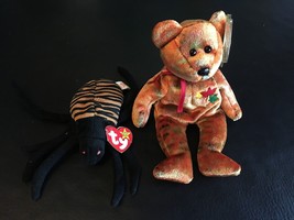 TY BEANIE BABIES SPINNER THE SPIDER &amp; KANATA NEW BRUNSWICK BEAR NWT  LOT... - £7.75 GBP