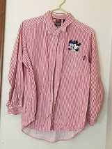 VINTAGE WALT  DISNEY EMBROIDERED SHIRT STRIPED  MICKEY MINNIE MOUSE BLOUSE - $27.91