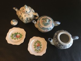 Various Vintage Dollhouse China Teapots &amp; Plates Miniature Japan &amp; China 8 Pcs - £15.62 GBP