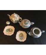 VARIOUS VINTAGE DOLLHOUSE CHINA TEAPOTS &amp;  PLATES MINIATURE JAPAN &amp; CHIN... - £15.94 GBP