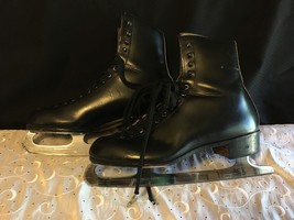 Vintage Mens Ice Skates Riedell Red Wing 9 John Wilson Sheffield Club Blades - $96.53