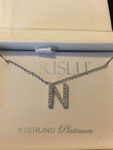 CRISLU Sterling Silver Platinum CZ Initials "N" Necklace "NEW" 16" 75.00 RETAIL! - $820.32 MXN