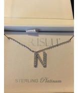 CRISLU Sterling Silver Platinum CZ Initials &quot;N&quot; Necklace &quot;NEW&quot; 16&quot; 75.00... - $59.34 CAD