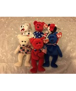 (6) TY PATRIOTIC BEANIE BABIES BEARS LIBERT-E GLORY SAM PATRIOT THOMAS L... - $31.48 CAD