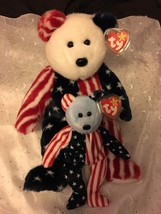TY SPANGLE BEARS SET OF (2) SMALL AND LARGE  BEANIE BABIES NWT - £12.33 GBP