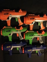 Lot Of 6 Nerf Dart Tag Orange Green Blue Blaster Guns Hyperfire 10 Barrel Auto - £56.82 GBP