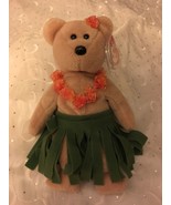 TY BEANIE BABIES BEAR 8.5&quot;  ALANA THE HULA BEAR NEW WITH TAG - £7.41 GBP