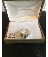 Oval Cut Genuine Blue Topaz Solitaire Sterling Silver Women’s Ring Size 7 - £35.10 GBP