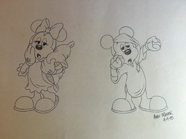 ORIGINAL BEDTIME MICKEY & MINNIE MOUSE PENCIL CONCEPTS DRAWING SIGNED ALEX MAHER - £207.99 GBP