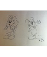 ORIGINAL BEDTIME MICKEY &amp; MINNIE MOUSE PENCIL CONCEPTS DRAWING SIGNED AL... - $265.89