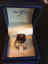 Sterling Silver Sea Of Ice .925 Smokey Topaz Gemstone Ring Size 8 - £51.73 GBP