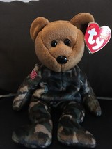 Ty B EAN Ie Babies Hero Bear American Flag Patriotic Army Soldier Nwt Mint 2003 - $11.60