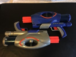 LOT OF 2 NERF AIRTECH 3000 LIQUITRON POWER DART BLASTER GUN BLUE & SILVER - £27.02 GBP