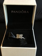 Pandora .925 Sterling Silver Sparkling Pave Butterfly Ring 190938CZ SZ 9 - £49.50 GBP