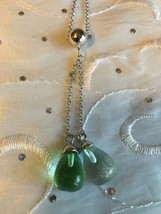 Tiffany & Co .925 Sterling Silver Green & Blue Crystal Drop Y Necklace - $337.66