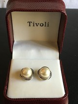 Tivoli Silvertone Rope Framed Pearl Stud Earrings New in gift box Beautiful! - £20.42 GBP