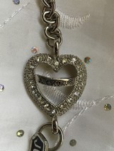 Juicy Couture Silvertone Signature Crystal Heart Charm Toggle Braclet - £45.82 GBP