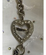 Juicy Couture Silvertone Signature Crystal Heart Charm Toggle Braclet - £45.50 GBP