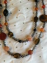 Westwood Rocks Handmade Stone &amp; Crystal Bead Necklace Tiger Eye Black Onyx - £61.29 GBP