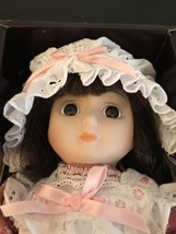 VINTAGE RF KOLLETION COLLECTION PORCELAIN DOLL BRUNETTE FLORAL LACE DRESS BONNET - $134.49