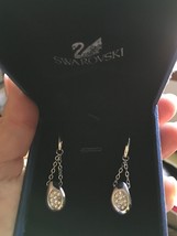 SWAROVSKI .925 STERLING SILVER 18KT GF CHAIN DROP EARRINGS NEW IN BOX - £37.85 GBP