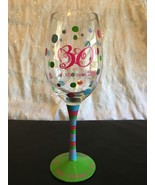 HAPPY BIRTHDAY &quot;30 IS THE NEW 20&quot; HAND PAINTED WINE GLASS PINK PURPLE GR... - $16.40