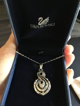 Swarovski Crystal Swirl Pendant Charm Necklace 18K GF Silver - £47.92 GBP