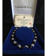 Camrose &amp; Kross JBK Silvertone Swarovski Black Onyx Flower Necklace - $2,750.87 MXN