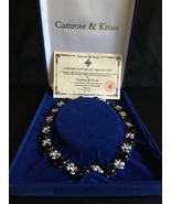 Camrose &amp; Kross JBK Silvertone Swarovski Black Onyx Flower Necklace - £114.37 GBP