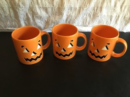 Vintage Lot of 3 Waechterbach Pumpkin Jack O Lantern Halloween Mugs Spain - £55.90 GBP