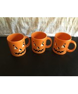 Vintage Lot of 3 Waechterbach Pumpkin Jack O Lantern Halloween Mugs Spain - £55.91 GBP