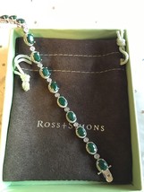 Ross Simons 9.10 CTTW Emerald Sterling Silver Bracelet W/ Diamond Accents - £110.67 GBP