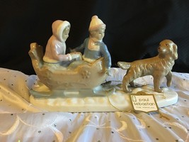 PAUL SEBASTIAN SLEIGH RIDE PORCELAIN CHRISTMAS FIGURINE KIDS DOG SLED SNOW NEW - £21.61 GBP