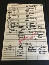 BRAVES MARLINS GU DUGOUT LINEUP CARD 7-26-00 SIGNED BY BOBBY COX KEVIN M... - $285.42